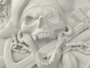 STL CNC Router file 3dprintable Scull Pirate Flag 3D 프린트 모델