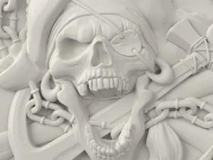 STL CNC Router file 3dprintable Scull Pirate Flag 3D Print Model