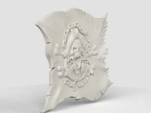STL CNC Router file 3dprintable Scull Pirate Flag 3D Print Model