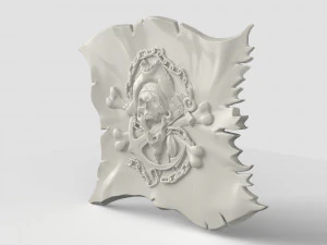 STL CNC Router file 3dprintable Scull Pirate Flag 3D Print Model