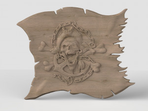 STL CNC Router file 3dprintable Scull Pirate Flag 3D 프린트 모델