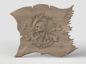 STL CNC Router file 3dprintable Scull Pirate Flag 3D Print Model