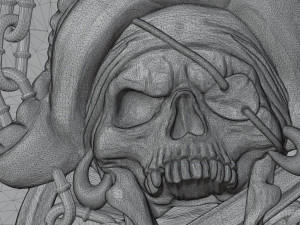 STL CNC Router file 3dprintable Scull Pirate Flag 3D 프린트 모델