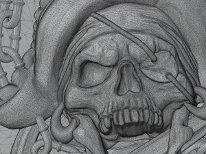 STL CNC Router file 3dprintable Scull Pirate Flag 3D Print Model