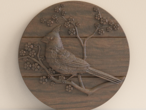 STL CNC Router file 3dprintable Cardinal Bird Panel Model do druku 3D