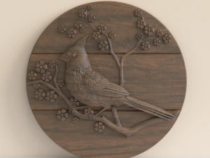 STL CNC Router file 3dprintable Cardinal Bird Panel 3D Print Model