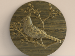 STL CNC Router file 3dprintable Cardinal Bird Panel Model do druku 3D