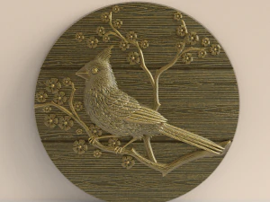 STL CNC Router file 3dprintable Cardinal Bird Panel 3D Print Model