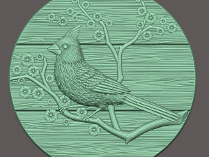 STL CNC Router file 3dprintable Cardinal Bird Panel Model do druku 3D