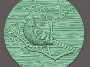 STL CNC Router file 3dprintable Cardinal Bird Panel 3D Print Model