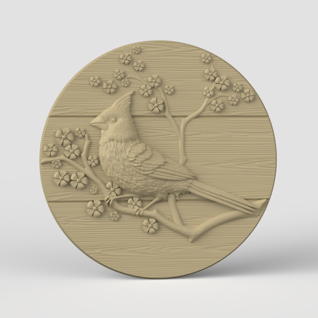 STL CNC Router file 3dprintable Cardinal Bird Panel Model do druku 3D .c4d .max .obj .3ds .fbx .stl .blend 