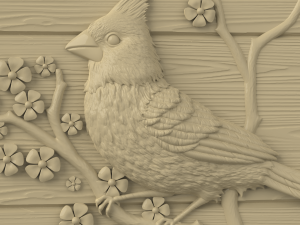 STL CNC Router file 3dprintable Cardinal Bird Panel Model do druku 3D