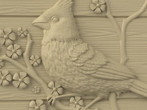 STL CNC Router file 3dprintable Cardinal Bird Panel 3D Print Model