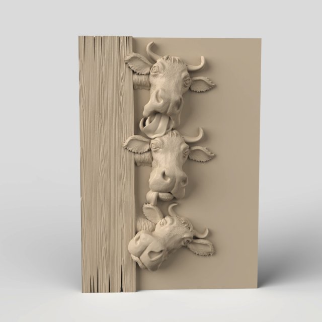 STL CNC Router file 3dprintable Cows Panel 3D प्रिंट मॉडल .c4d .max .obj .3ds .fbx .stl .blend 