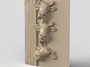 STL CNC Router file 3dprintable Cows Panel 3D प्रिंट मॉडल