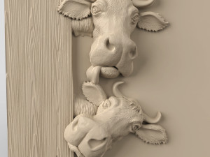 STL CNC Router file 3dprintable Cows Panel 3D प्रिंट मॉडल