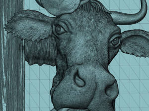 STL CNC Router file 3dprintable Cows Panel 3D प्रिंट मॉडल