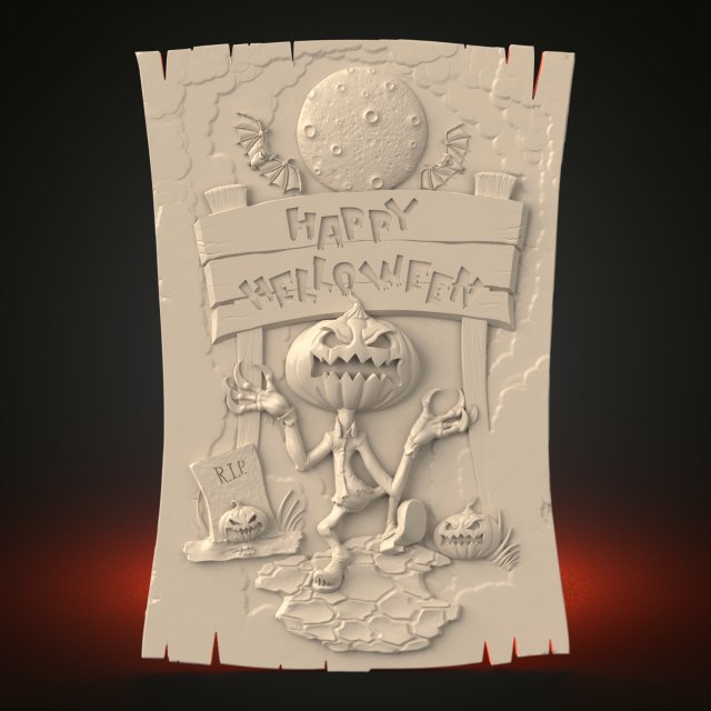 STL CNC Router file 3dprintable Halloween Panel 3D Принт Модель .c4d .max .obj .3ds .fbx .stl .blend 