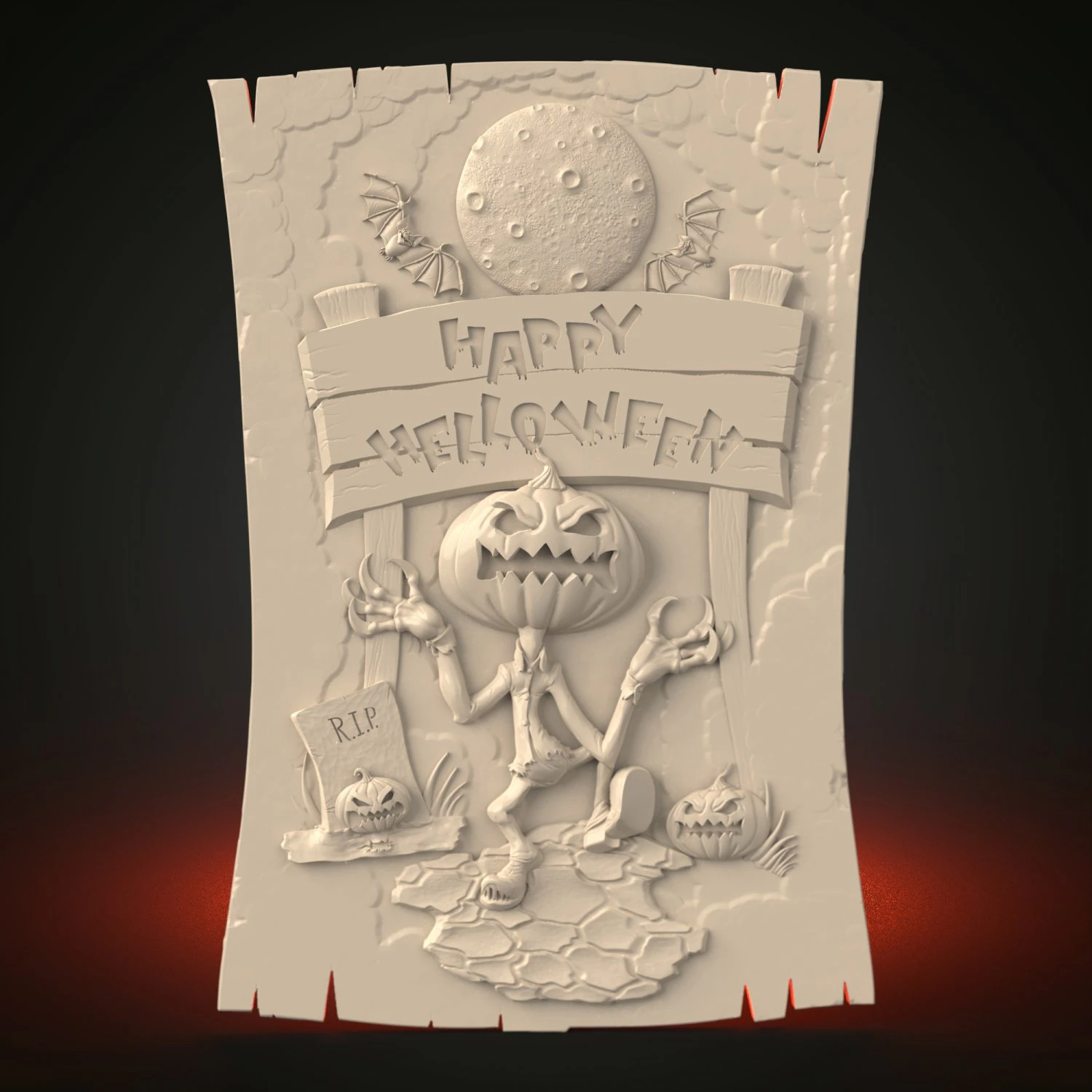 STL CNC Router file 3dprintable Halloween Panel 3D Print Model .c4d .max .obj .3ds .fbx .stl .blend 