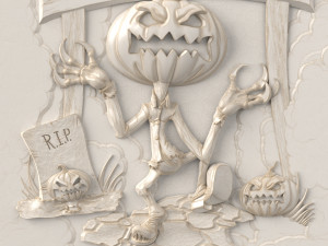 STL CNC Router file 3dprintable Halloween Panel 3D Принт Модель