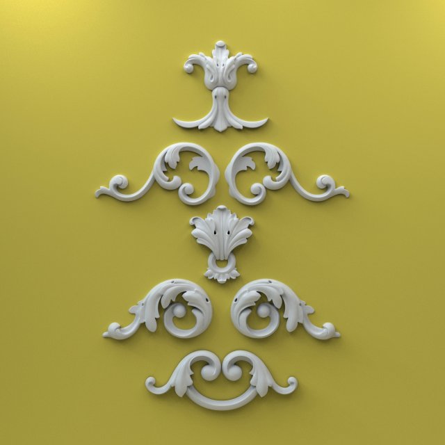 Set Classic Furniture fretwork relief STL CNC Router file 3dprintable Modello di stampa 3D .c4d .max .obj .3ds .fbx .stl .blend 