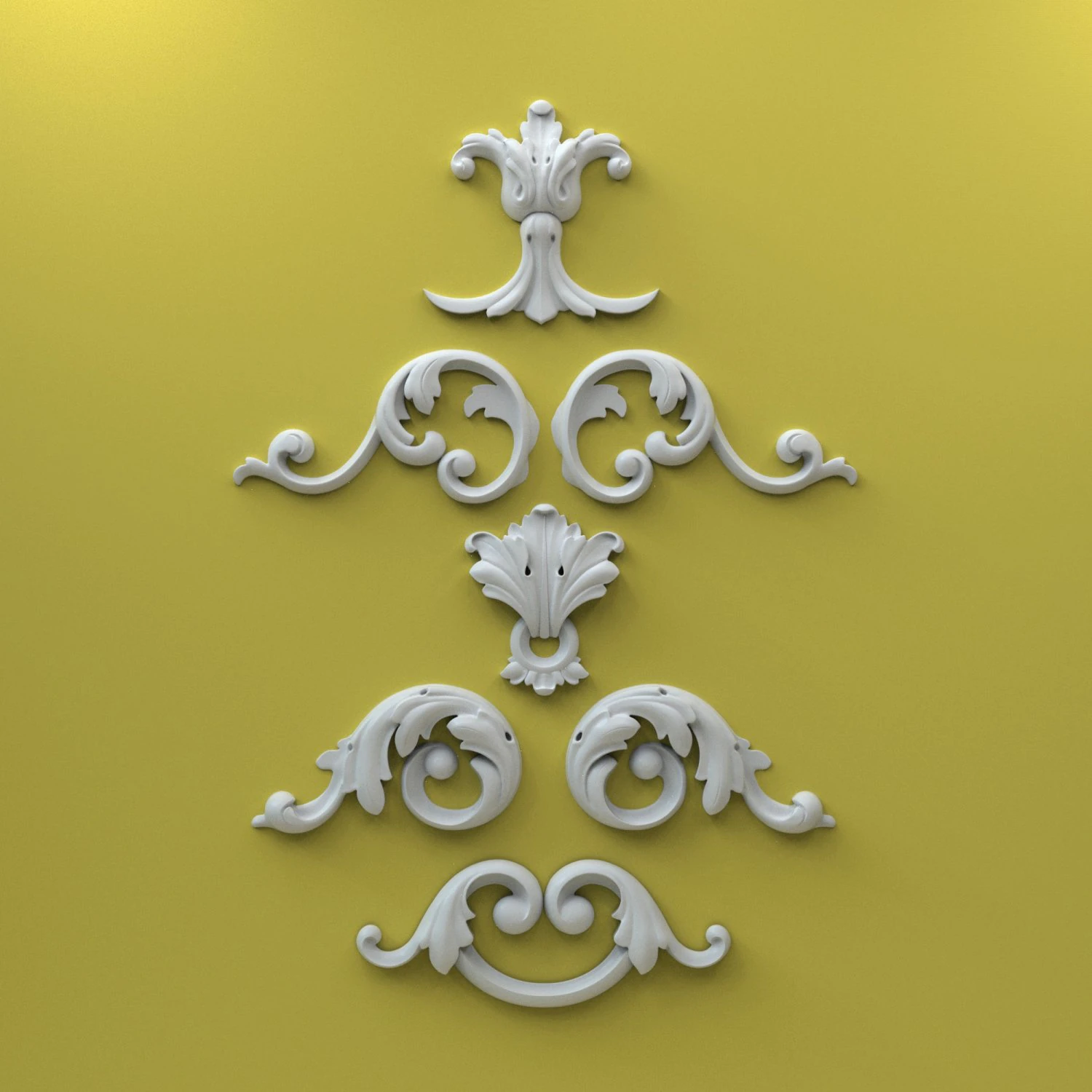 Set klassische M&ouml;bel Laubs&auml;gearbeit Relief STL CNC-Fr&auml;sdatei 3ddruckbar 3D Druckmodell .c4d .max .obj .3ds .fbx .stl .blend 