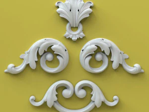 Set klassische M&ouml;bel Laubs&auml;gearbeit Relief STL CNC-Fr&auml;sdatei 3ddruckbar 3D Druckmodell