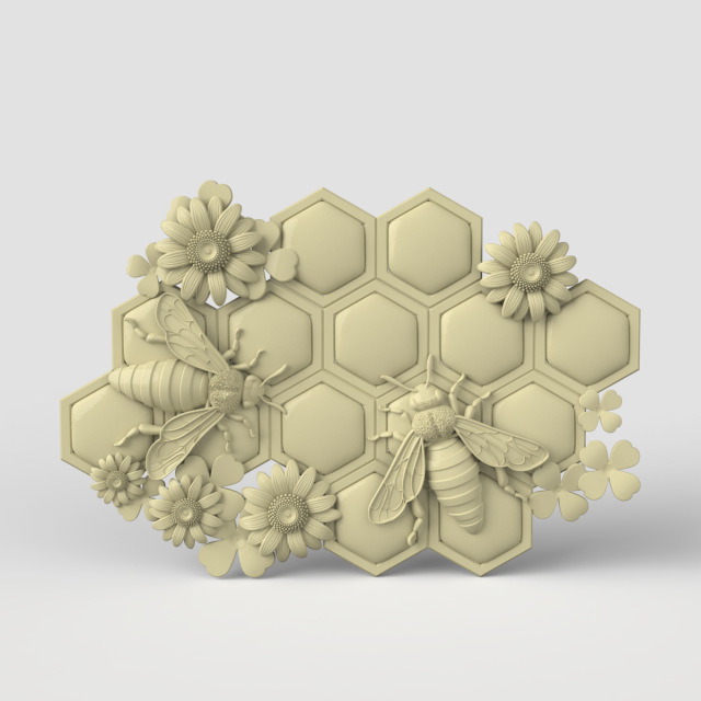 STL CNC Router file 3dprintable Bee Panel 3D प्रिंट मॉडल .c4d .max .obj .3ds .fbx .stl .blend 