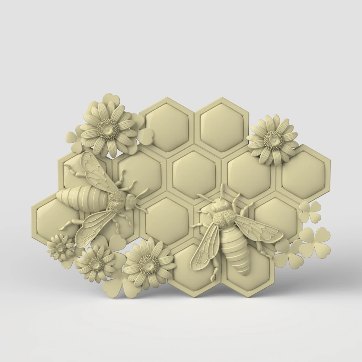 STL CNC Router file 3dprintable Bee Panel 3D Print Model .c4d .max .obj .3ds .fbx .stl .blend