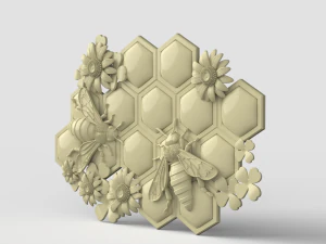 STL CNC Router file 3dprintable Bee Panel 3D Print Model