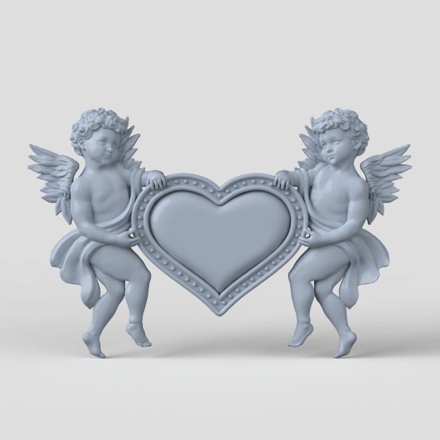 STL CNC Router file 3dprintable Classic Bas-Relief Cherubs Heart 3D Print Model .c4d .max .obj .3ds .fbx .stl .blend 