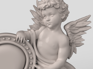 STL CNC Router file 3dprintable Classic Bas-Relief Cherubs Heart 3D Print Model