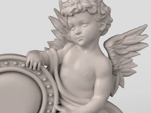 STL CNC Router file 3dprintable Classic Bas-Relief Cherubs Heart 3D Print Model