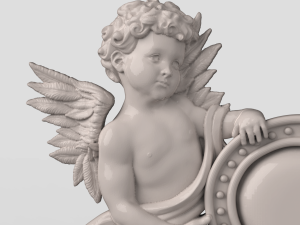 STL CNC Router file 3dprintable Classic Bas-Relief Cherubs Heart 3D Print Model
