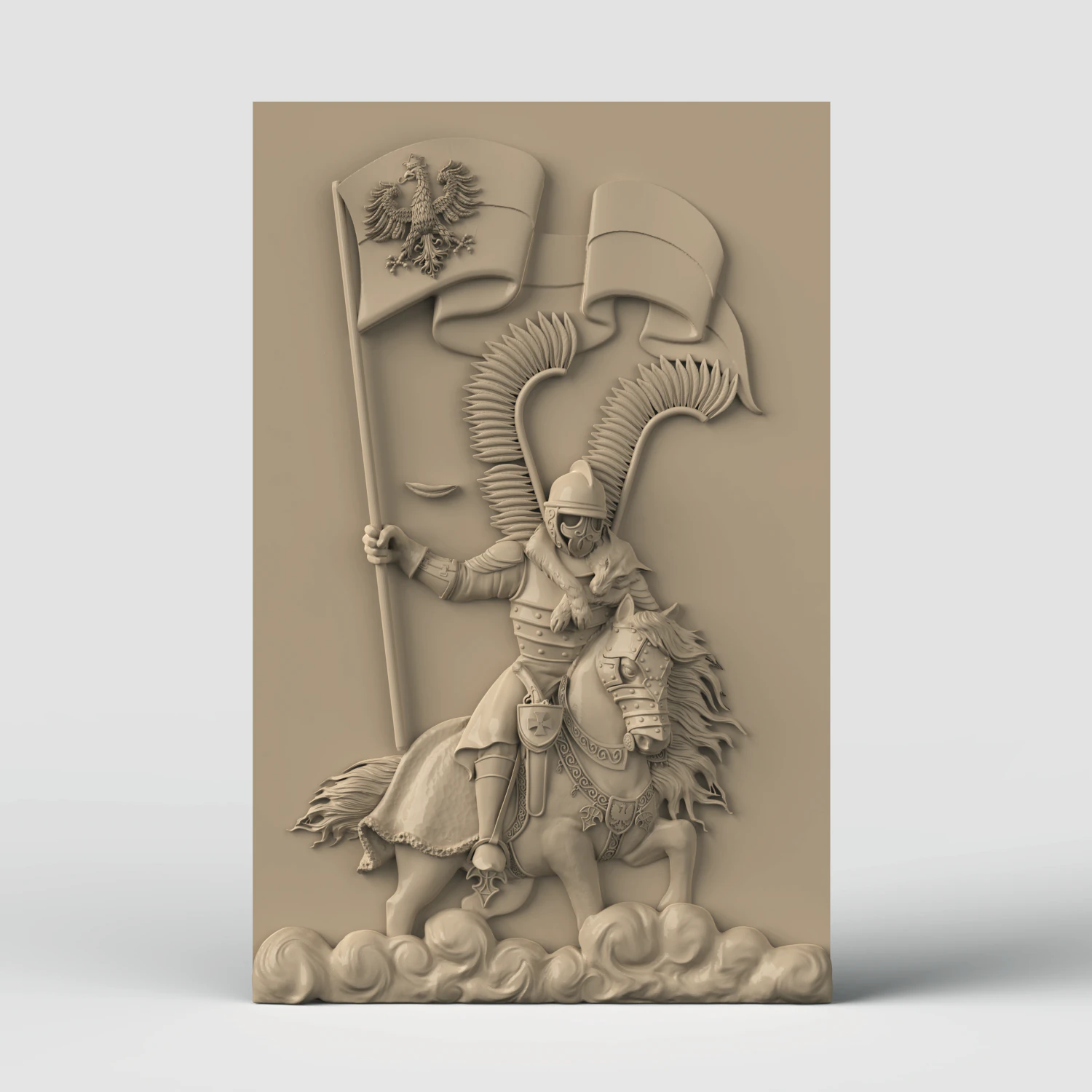 STL CNC Router file 3dprintable Polish Hussar Panel 3D Print Model .c4d .max .obj .3ds .fbx .stl .blend 