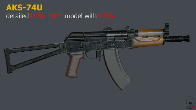 aks-74u 3D Модель .c4d .max .obj .3ds .fbx .stl .blend 