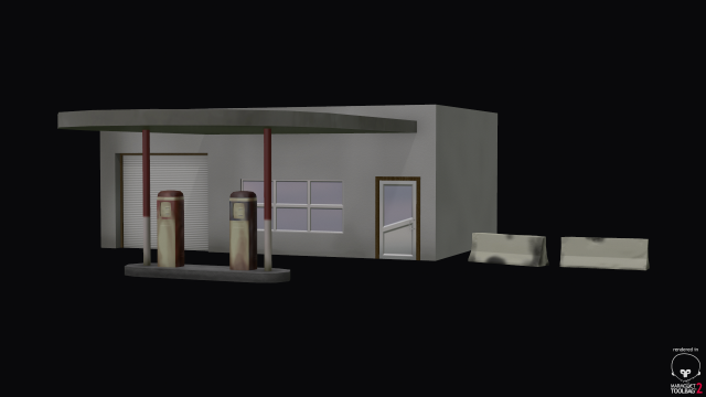 gas station low poly 3D Модель .c4d .max .obj .3ds .fbx .stl .blend 