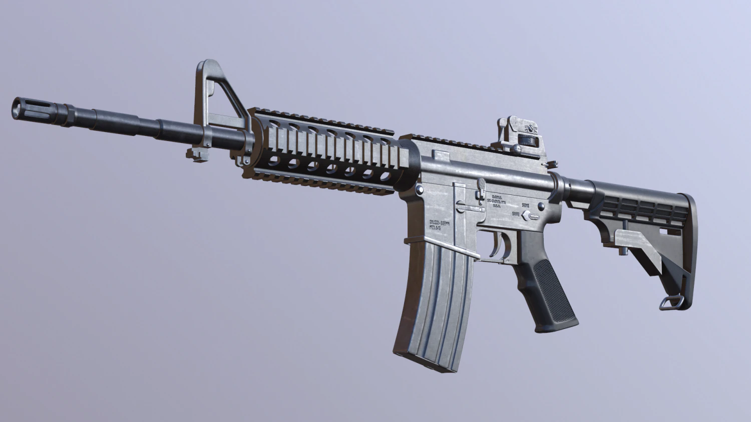 m4 rifle 3D Model .c4d .max .obj .3ds .fbx .stl .blend 