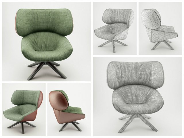 3d arm chair 3D 模型 .c4d .max .obj .3ds .fbx .stl .blend 