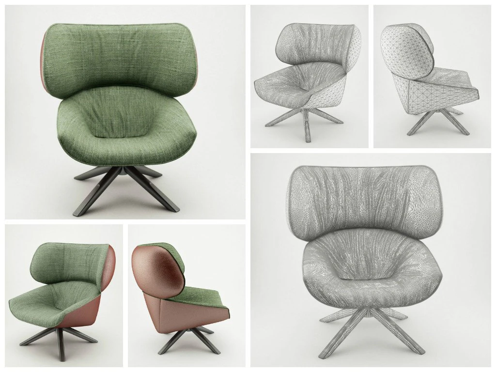 3d arm chair 3D Model .c4d .max .obj .3ds .fbx .stl .blend