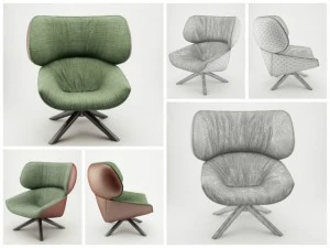 kursi berlengan 3d Model 3D