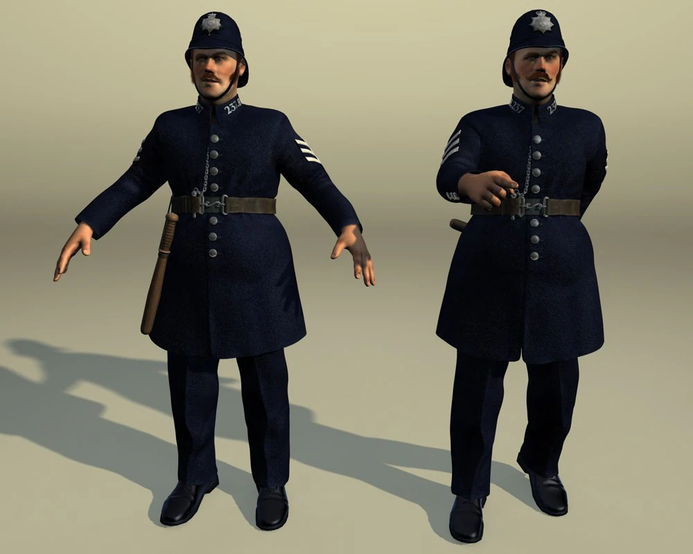 British policeman rigged 3D Model .c4d .max .obj .3ds .fbx .stl .blend 