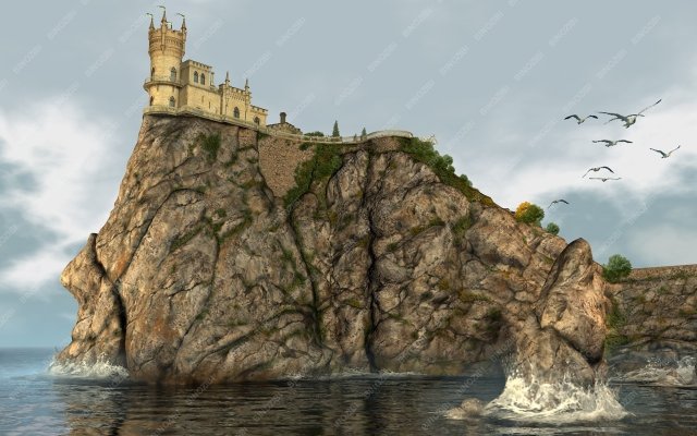 castle swallows nest day version Modelo 3D .c4d .max .obj .3ds .fbx .stl .blend 