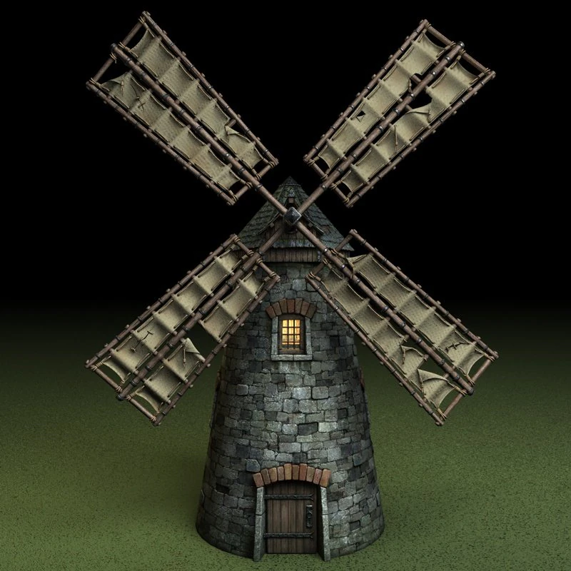 medieval windmill 3D Model .c4d .max .obj .3ds .fbx .stl .blend 