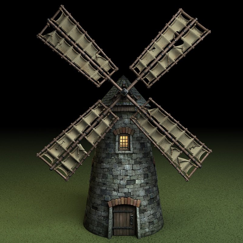 Medieval Windmill 3D Model in Fantasy 3DExport