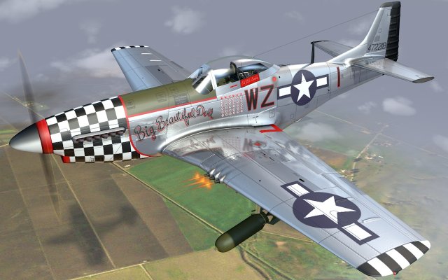 mustang p-51 d in flight 3D 模型 .c4d .max .obj .3ds .fbx .stl .blend 