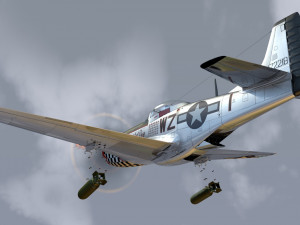 mustang p-51 d in flight 3D 模型