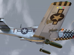 mustang p-51 d in flight 3D 模型