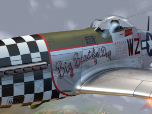 mustang p-51 d in flight 3D 模型