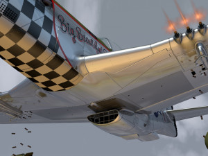 mustang p-51 d in flight 3D 模型